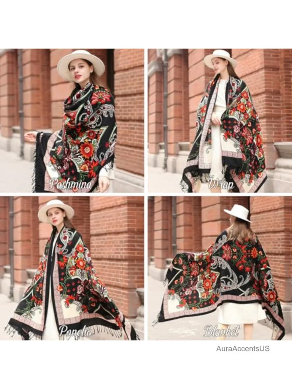 100% Merino Wool Oversized Pashmina Shawl Wrap Women Travel Gift